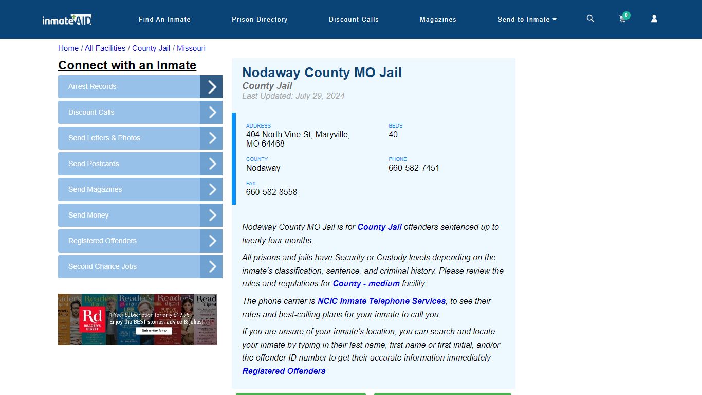 Nodaway County MO Jail - Inmate Locator