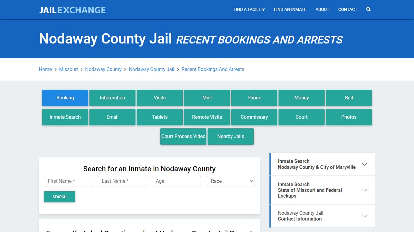 Nodaway County Jail Recent Bookings And Arrests - Jail Exchange