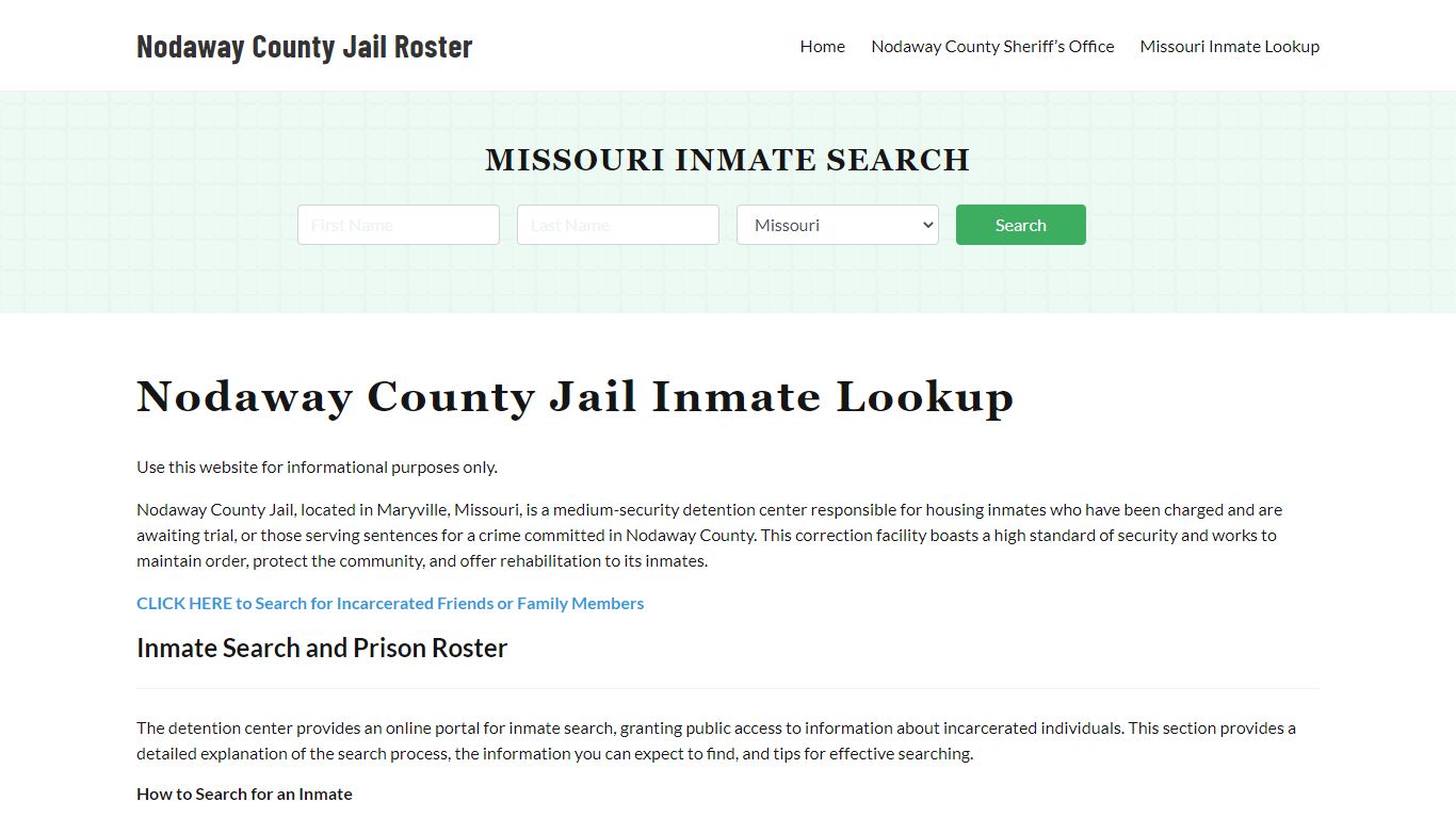 Nodaway County Jail Roster Lookup, MO, Inmate Search