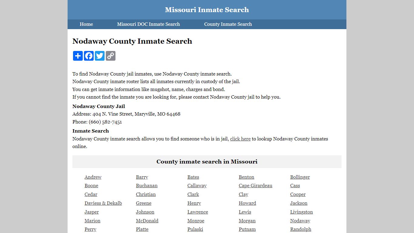 Nodaway County Inmate Search